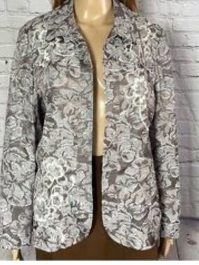 Coldwater Creek Women Open Front Floral Blazer Jacket Size Extra Large